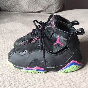 Girls Retro Jordan’s-Black with Pink, Green & Blue